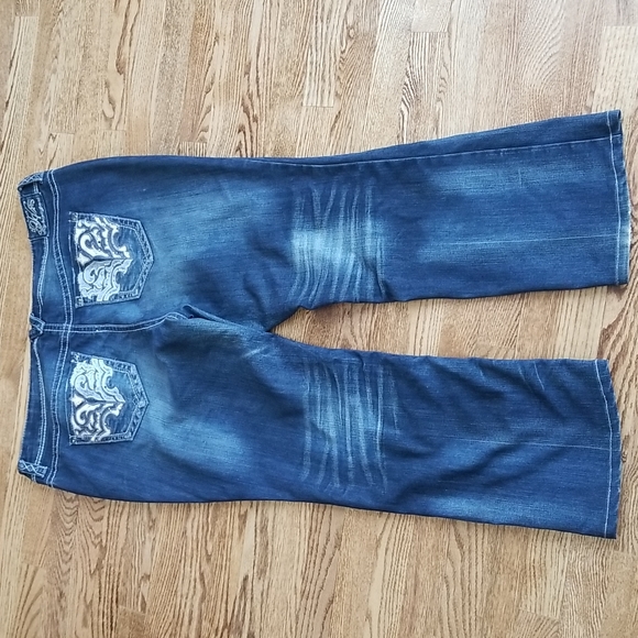 (24) Hydraulic Denim Bailey Distressed Embellished Cotton Blend Jeans Western - Picture 11 of 11